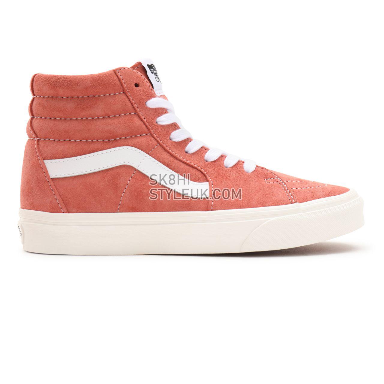 Vans Pig Suede Sk8-Hi Pink Classic Womens - (Pig Suede) terra cotta/snow white VN0A32QG9GA Shoes