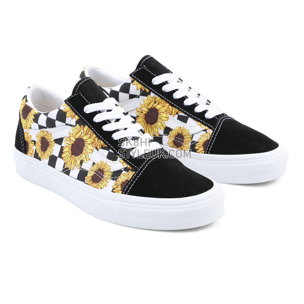 Vans Sunflower Embroidery Old Skool Black Classic Womens - (Sunflower Embroidery) black/true white VN0A7Q2J682 Shoes