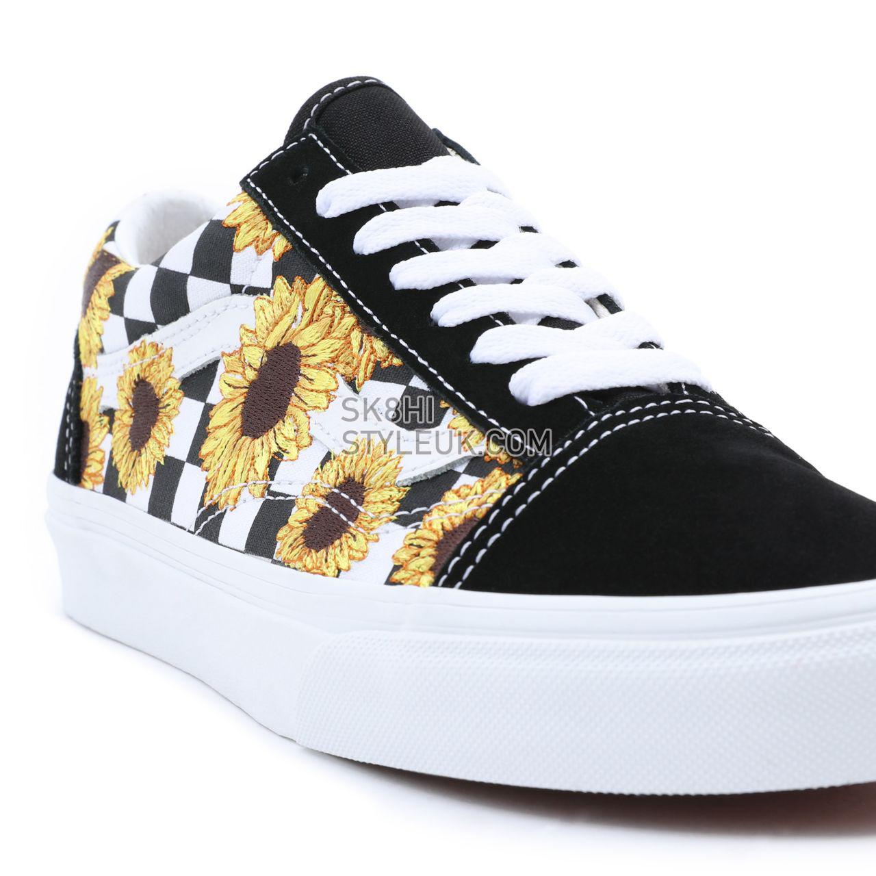 Vans Sunflower Embroidery Old Skool Black Classic Womens - (Sunflower Embroidery) black/true white VN0A7Q2J682 Shoes