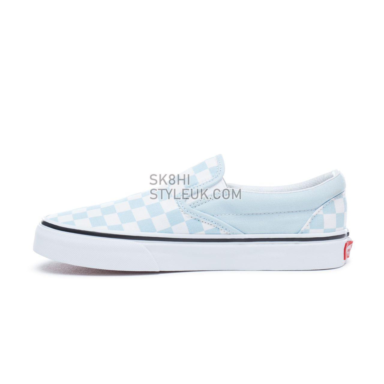 Vans Checkerboard Classic Slip-On Blue Classic Womens - (Checkerboard) Baby Blue/True White VN0A38F7QCK Shoes