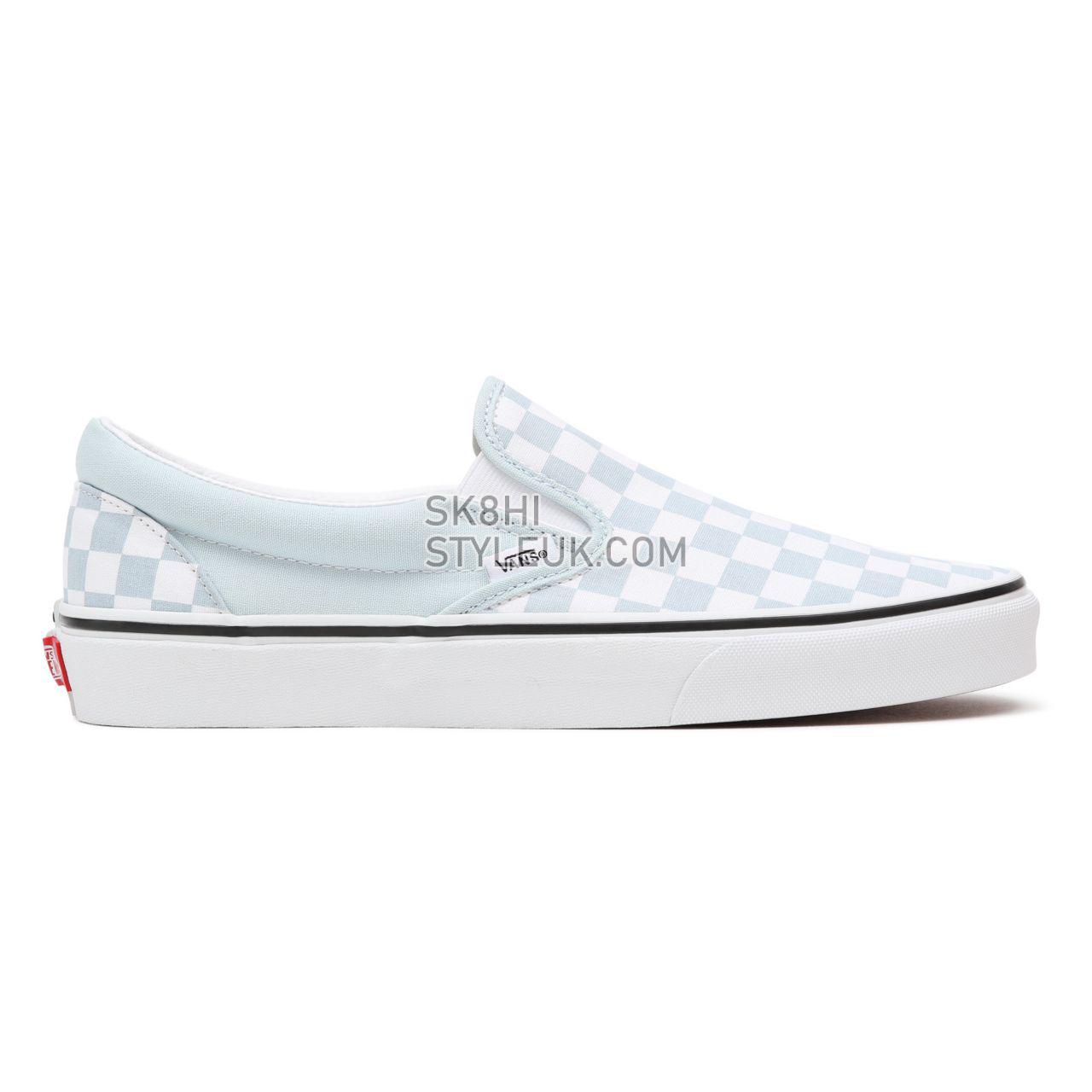 Vans Checkerboard Classic Slip-On Blue Classic Womens - (Checkerboard) Baby Blue/True White VN0A38F7QCK Shoes