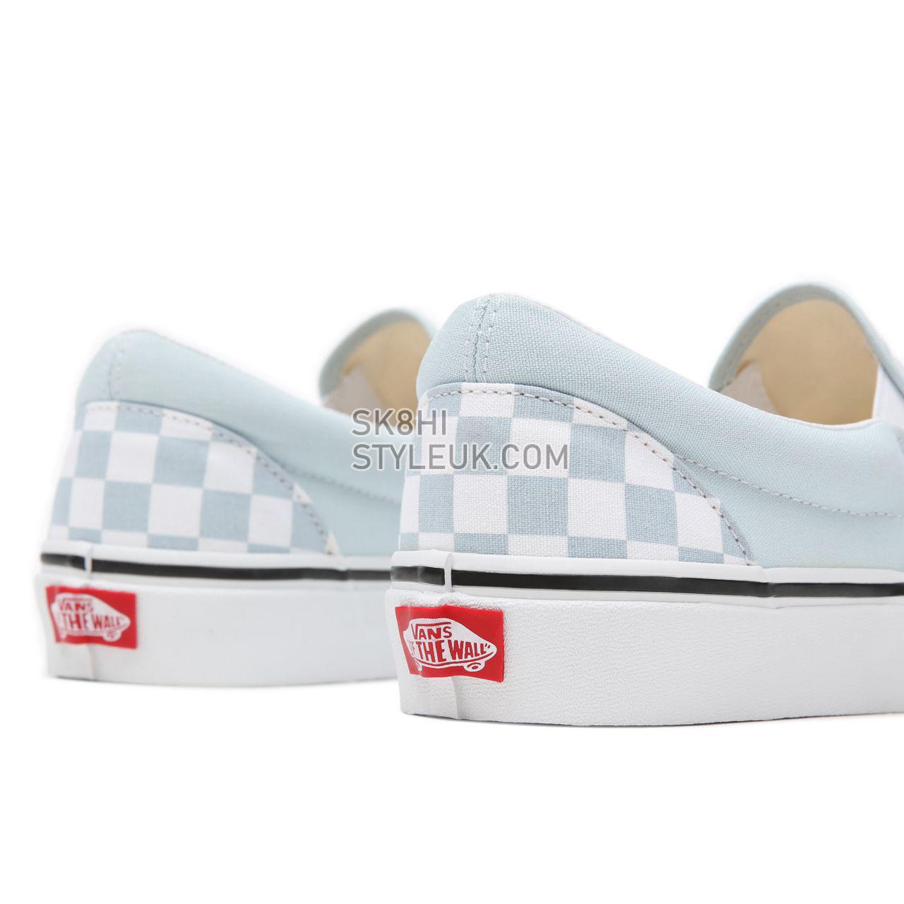 Vans Checkerboard Classic Slip-On Blue Classic Womens - (Checkerboard) Baby Blue/True White VN0A38F7QCK Shoes