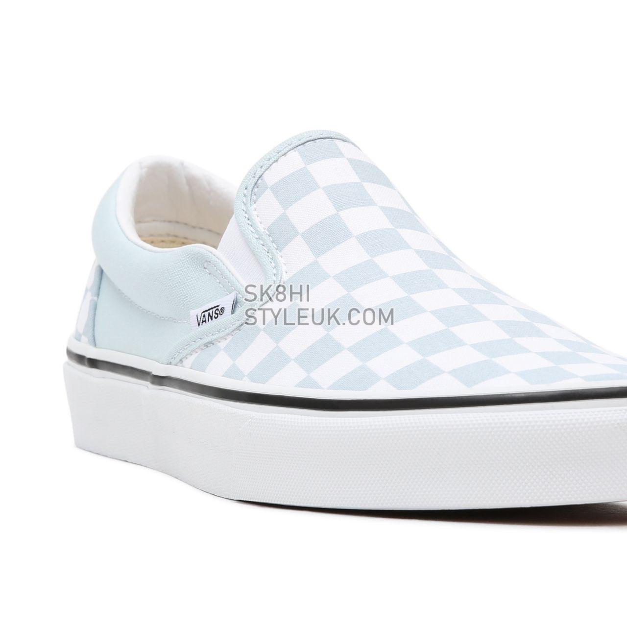 Vans Checkerboard Classic Slip-On Blue Classic Womens - (Checkerboard) Baby Blue/True White VN0A38F7QCK Shoes