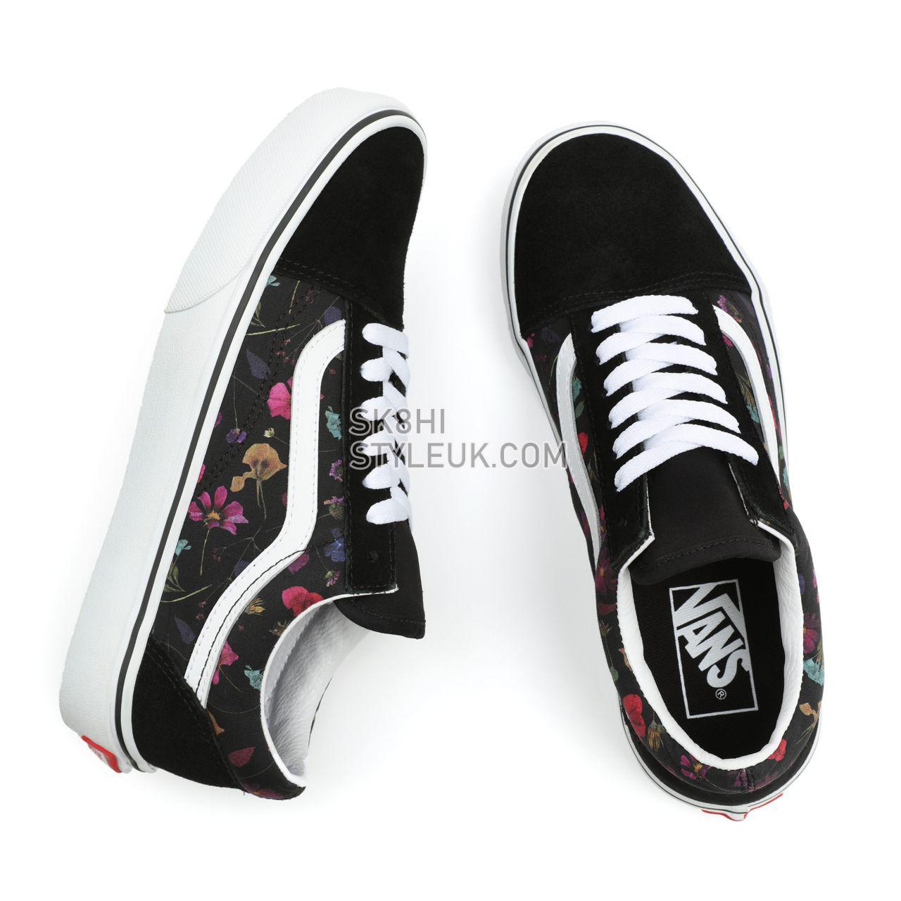 Vans Pressed Floral Old Skool Black Classic Womens - (Pressed Floral) Black/True White VN0A5JMI8N8 Shoes