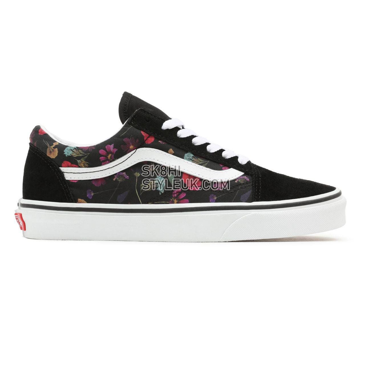 Vans Pressed Floral Old Skool Black Classic Womens - (Pressed Floral) Black/True White VN0A5JMI8N8 Shoes