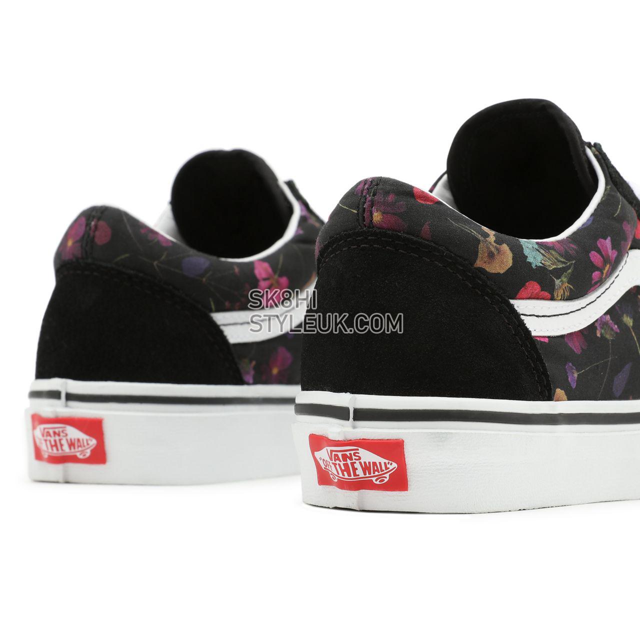 Vans Pressed Floral Old Skool Black Classic Womens - (Pressed Floral) Black/True White VN0A5JMI8N8 Shoes