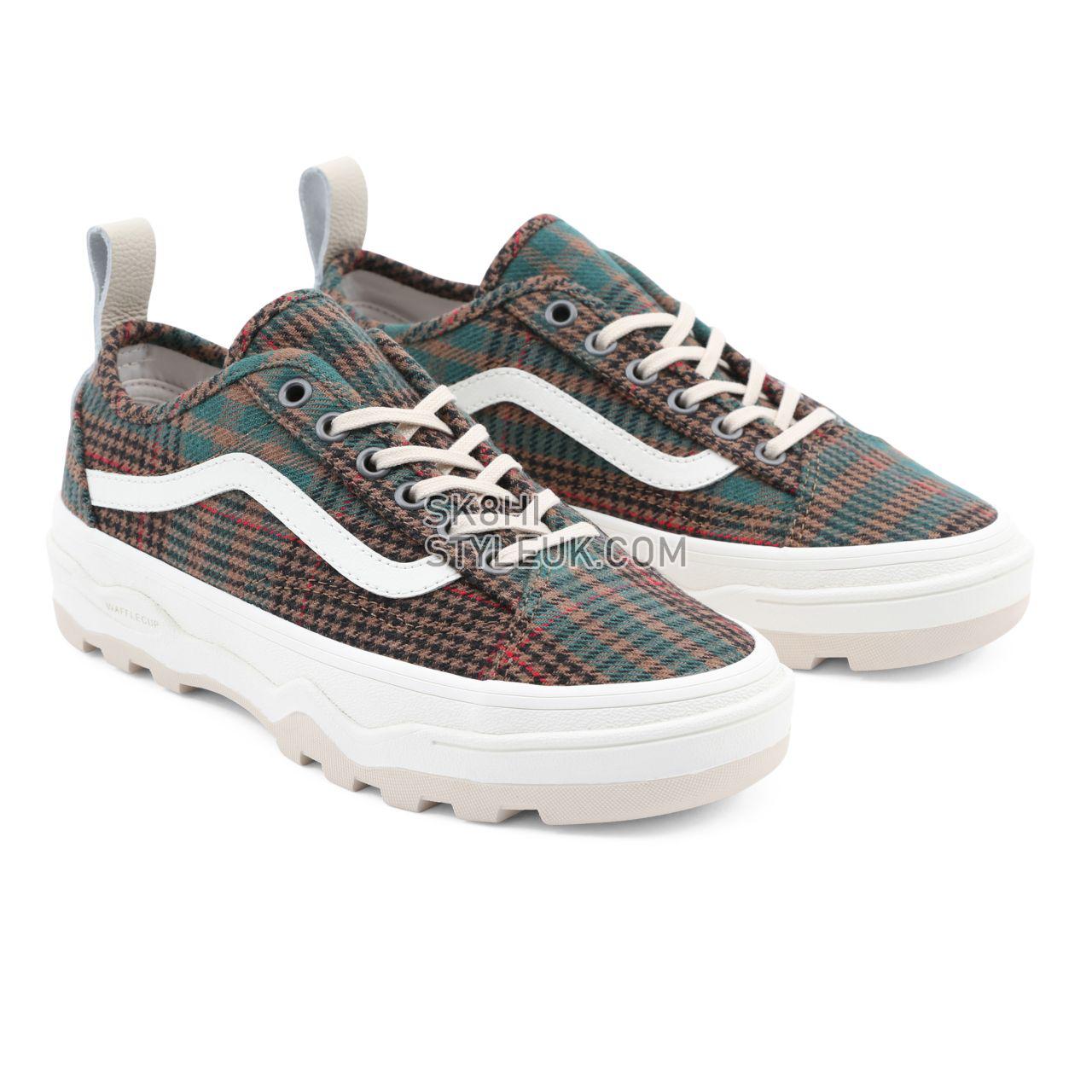 Vans Fuzzy Plaid Sentry Old Skool WC Green Classic Womens - (Fuzzy Plaid) sandshell/green VN0A5KR3A0W Shoes