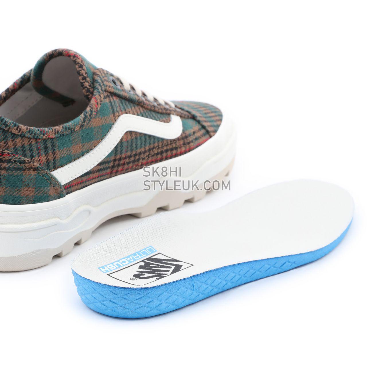 Vans Fuzzy Plaid Sentry Old Skool WC Green Classic Womens - (Fuzzy Plaid) sandshell/green VN0A5KR3A0W Shoes