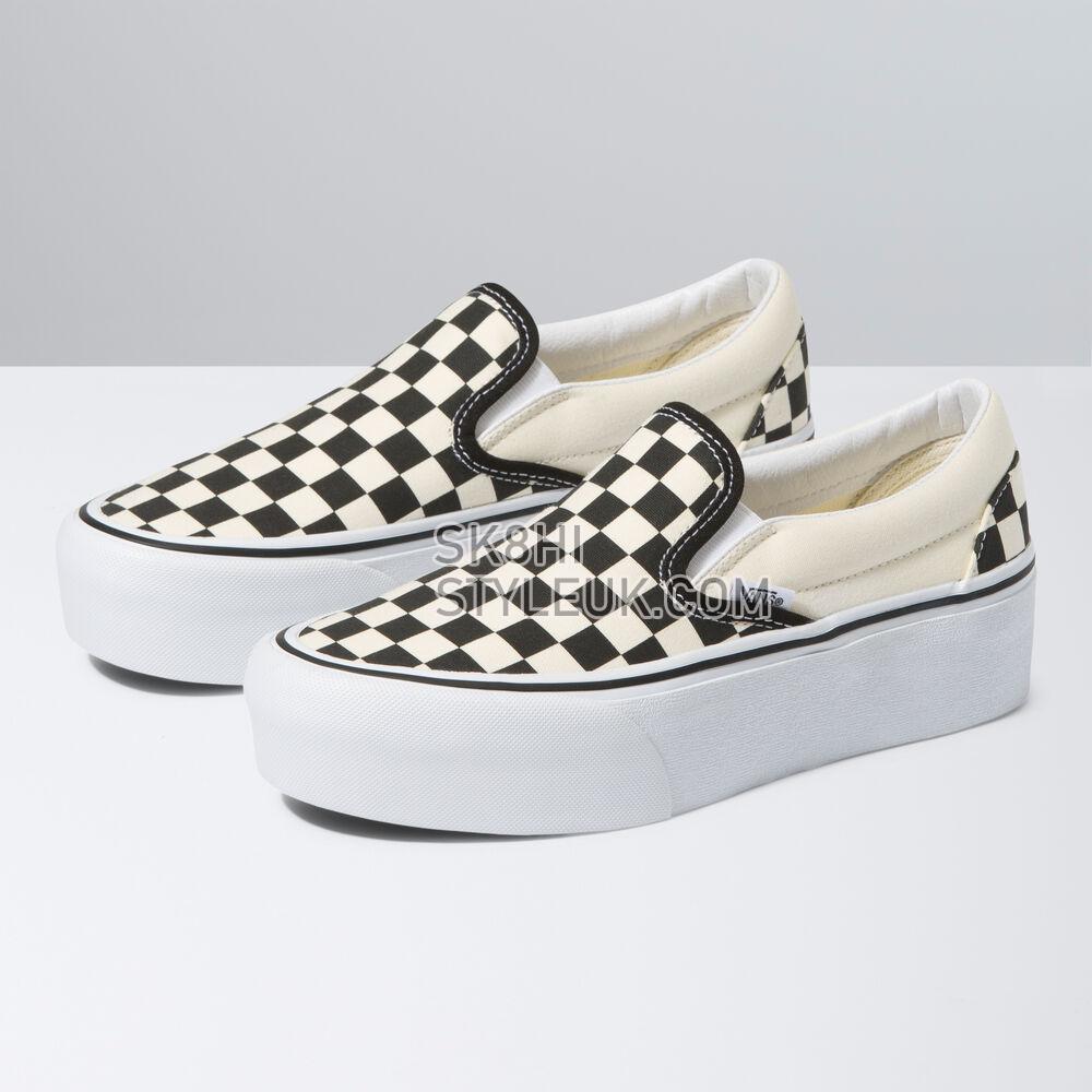 Vans Checkerboard Classic Slip-On Stackform Mens Womens - Checkerboard Black/Classic White VN0A7Q5RTYQ Shoes