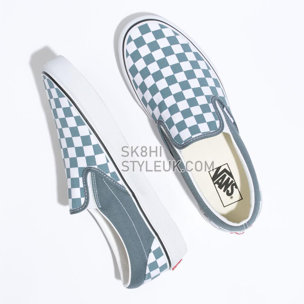 Vans Cow Multi Color Classic Slip-On Mens Womens - Color Theory Checkerboard Stormy Weather VN0A7Q5DRV2 Shoes