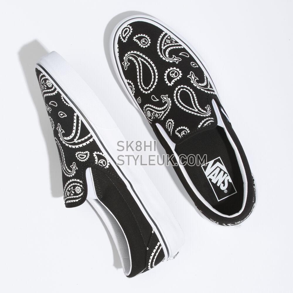 Vans Classic Slip-On Mens Womens - (Peace Paisley) Black/True White VN0A5JMHB0E Shoes