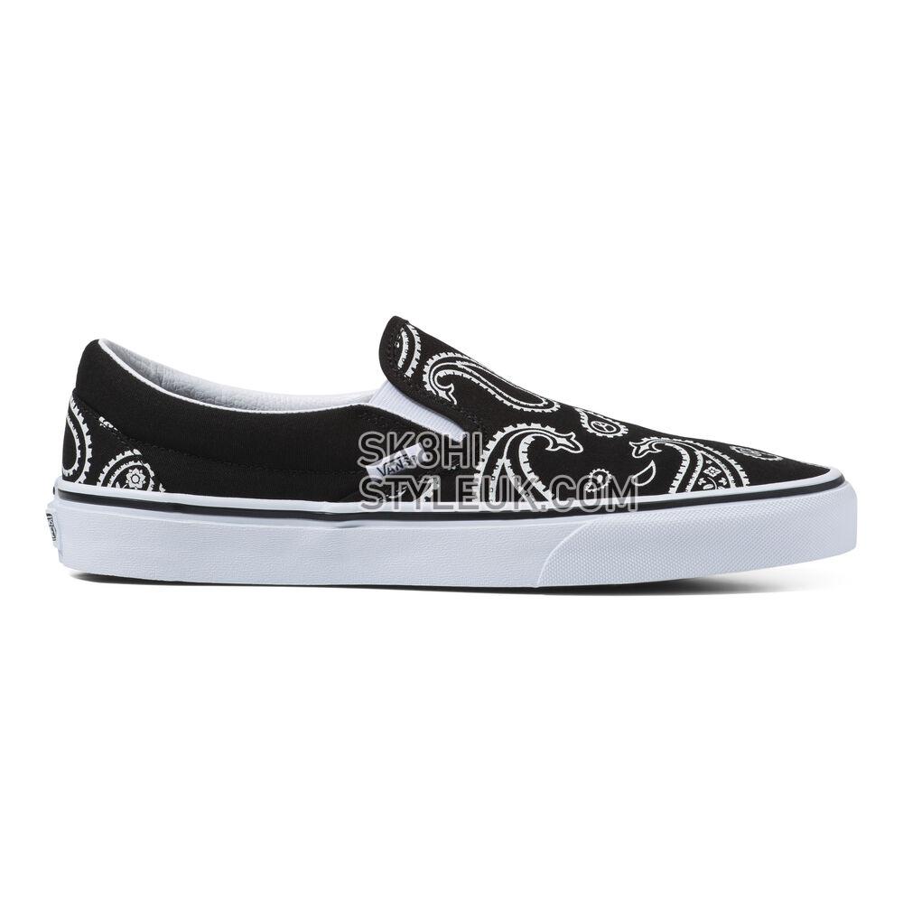 Vans Classic Slip-On Mens Womens - (Peace Paisley) Black/True White VN0A5JMHB0E Shoes