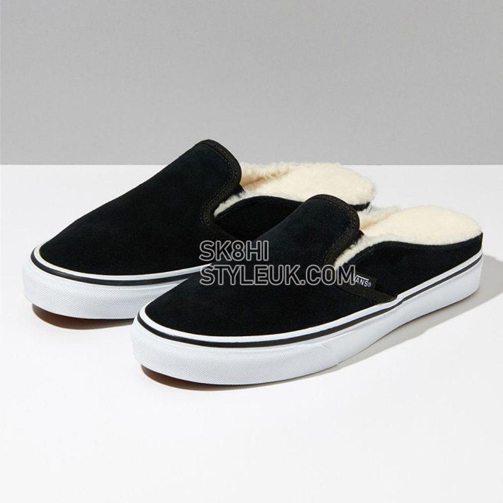 Vans Overspray Classic Slip-On Mule Mens Womens - Suede Black/Sherpa VN0A4P3UTC6 Shoes