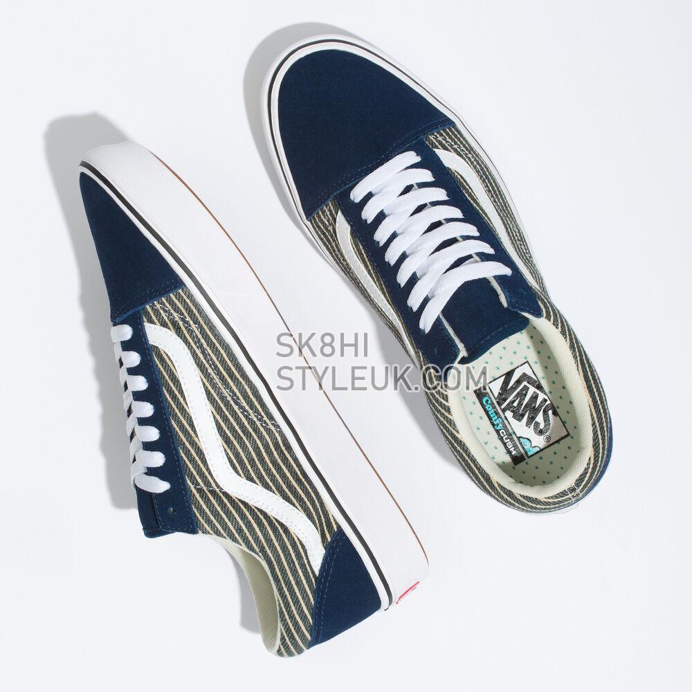 Vans Stripe ComfyCush Old Skool Mens Womens - (Stripe) Dress Blues/True White VN0A5DYC9KT Shoes