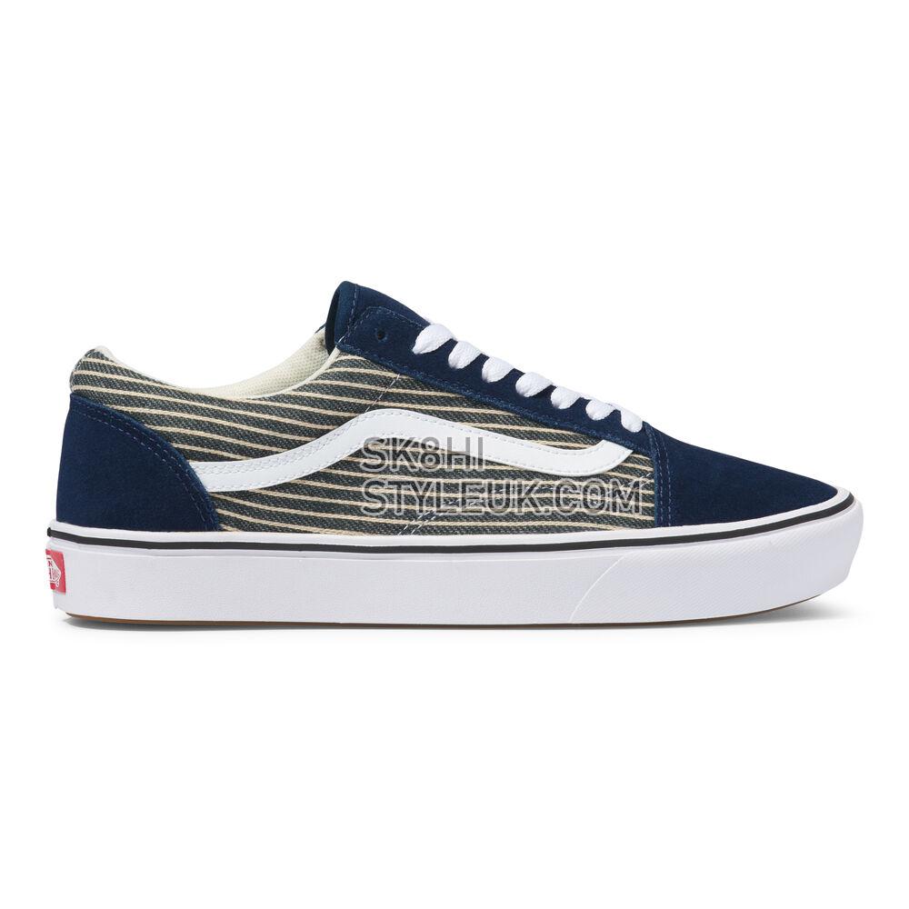 Vans Stripe ComfyCush Old Skool Mens Womens - (Stripe) Dress Blues/True White VN0A5DYC9KT Shoes