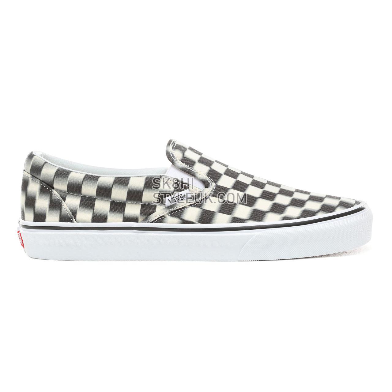 Vans Blur Check Slip-On Classic Mens Womens - (Blur Check) Black/Classic White VN0A38F7VJM Shoes