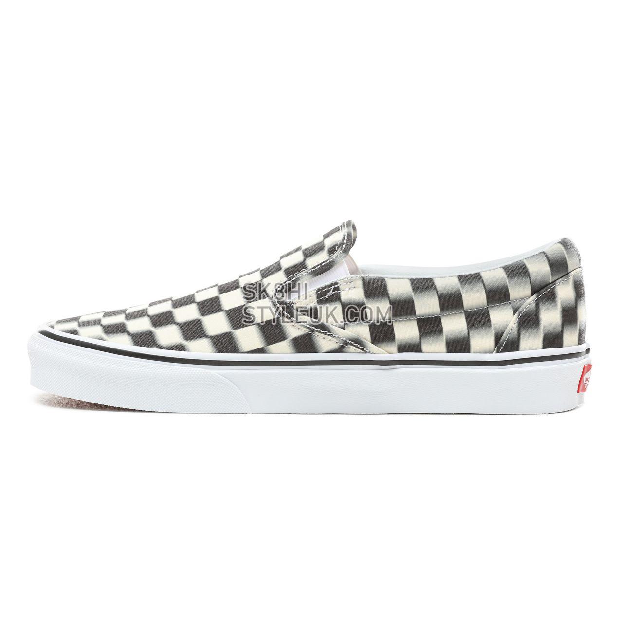 Vans Blur Check Slip-On Classic Mens Womens - (Blur Check) Black/Classic White VN0A38F7VJM Shoes