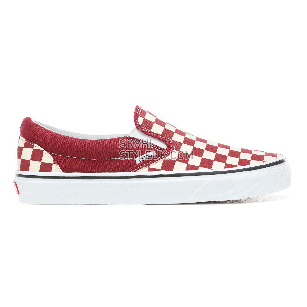 Vans Checkerboard Slip-On Classic Mens Womens - (Checkerboard) Rumba Red/True White VN0A38F7VLW Shoes