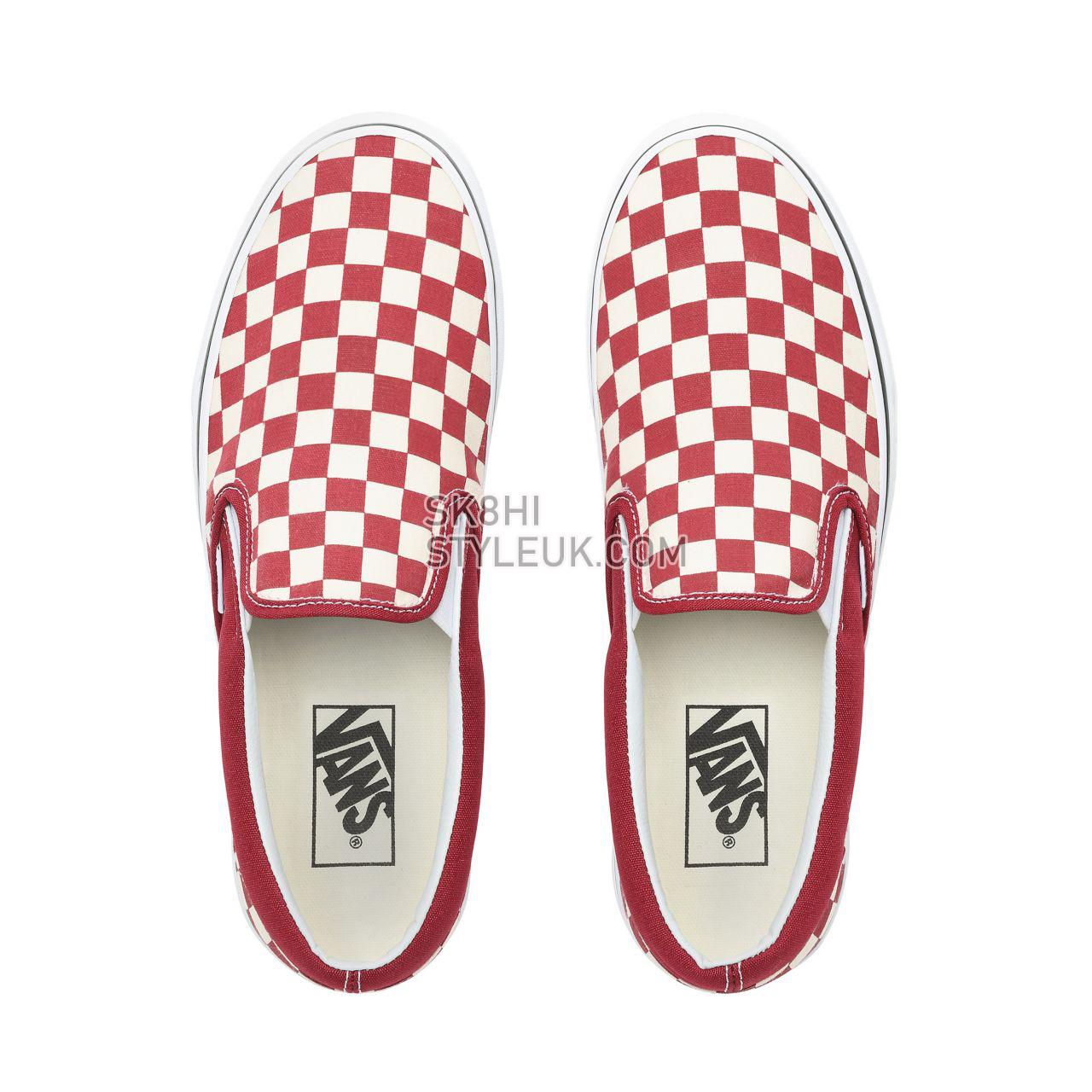 Vans Checkerboard Slip-On Classic Mens Womens - (Checkerboard) Rumba Red/True White VN0A38F7VLW Shoes