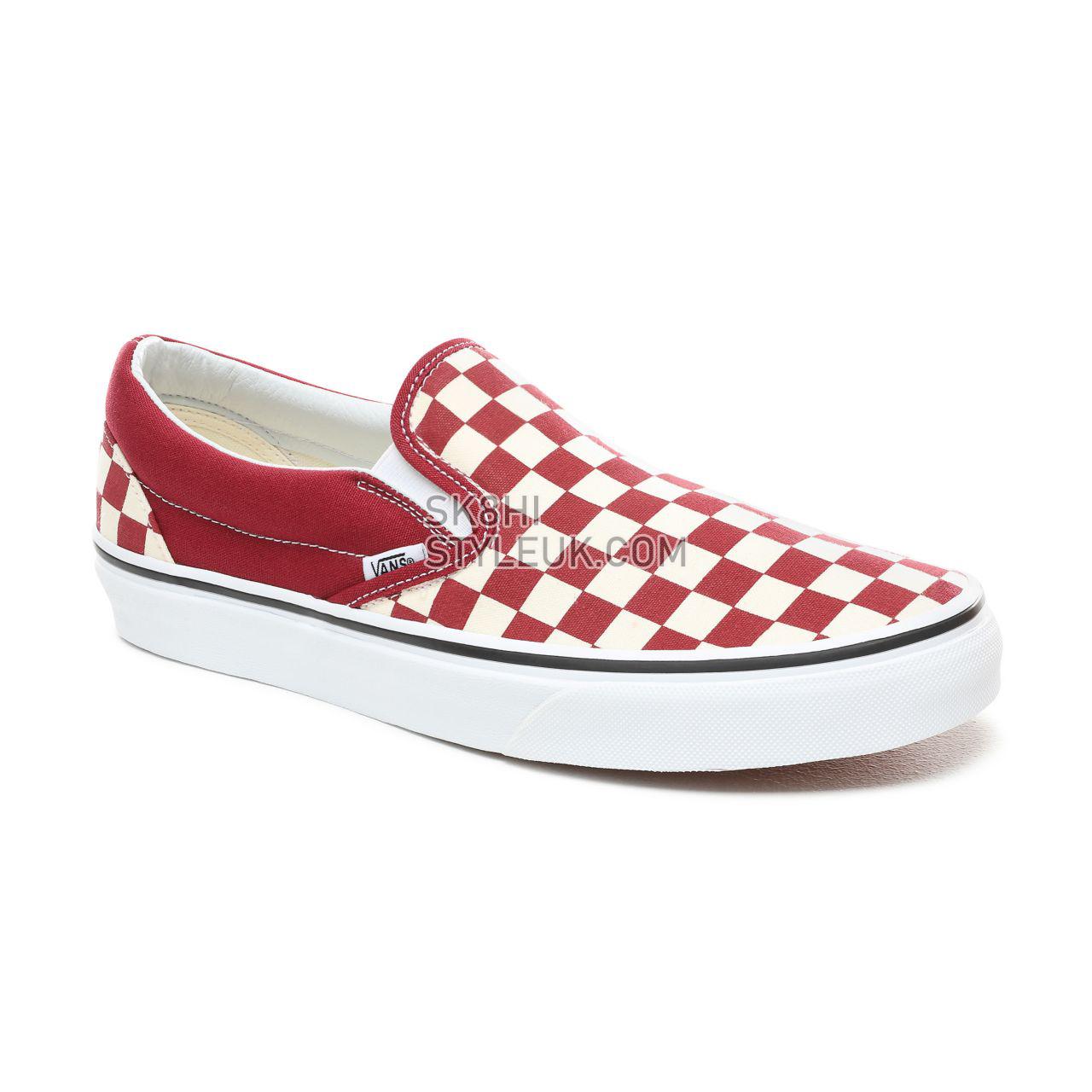 Vans Checkerboard Slip-On Classic Mens Womens - (Checkerboard) Rumba Red/True White VN0A38F7VLW Shoes