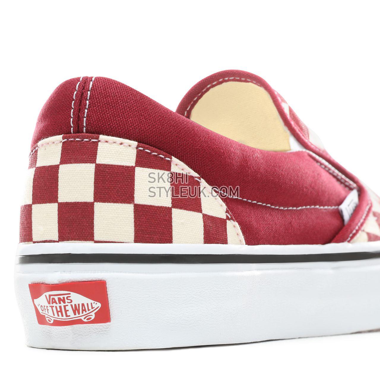 Vans Checkerboard Slip-On Classic Mens Womens - (Checkerboard) Rumba Red/True White VN0A38F7VLW Shoes