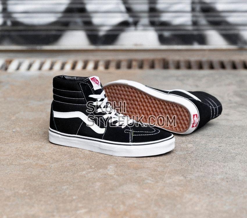 Vans SK8-Hi Black Mens Womens - Black/Black/White VN-0D5IB8C Shoes