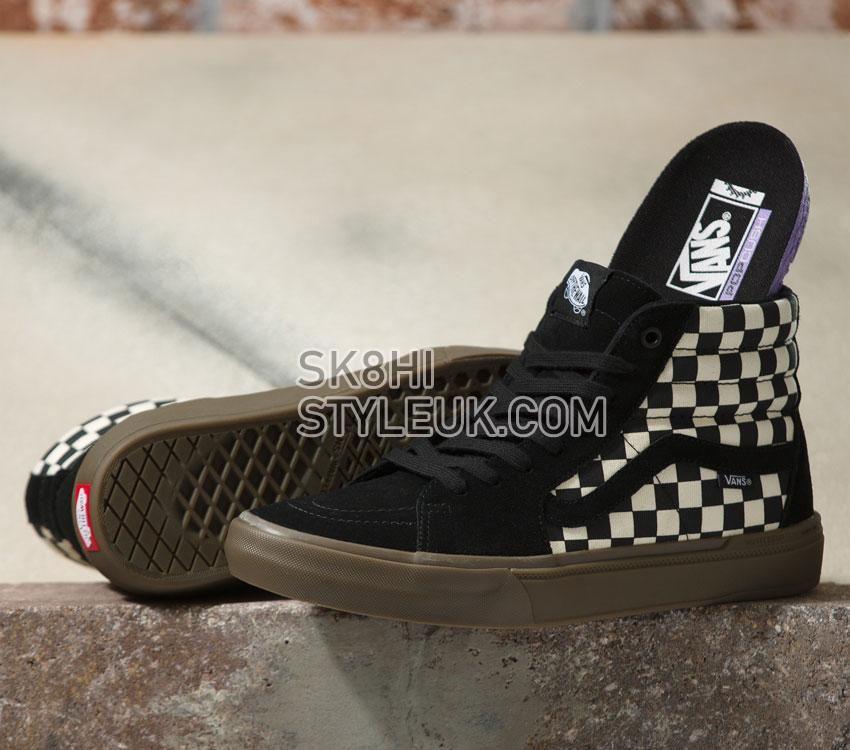 Vans Skate Sk8-Hi Checkerboard Mens Womens - Checkerboard Black/Dark Gum VN0005V039L Shoes