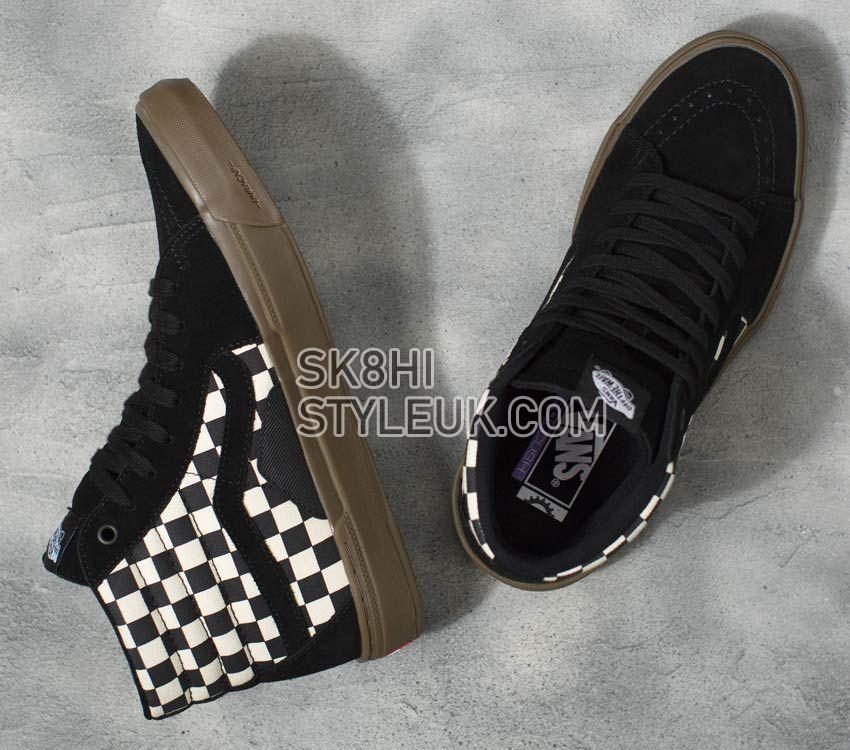 Vans Skate Sk8-Hi Checkerboard Mens Womens - Checkerboard Black/Dark Gum VN0005V039L Shoes