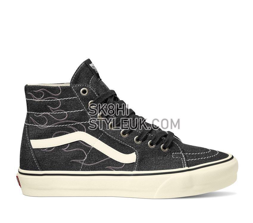 Vans Sk8-Hi Tapered Denim Mens Womens - Denim Embroidery Black/White VN0A5KRUMCG Shoes