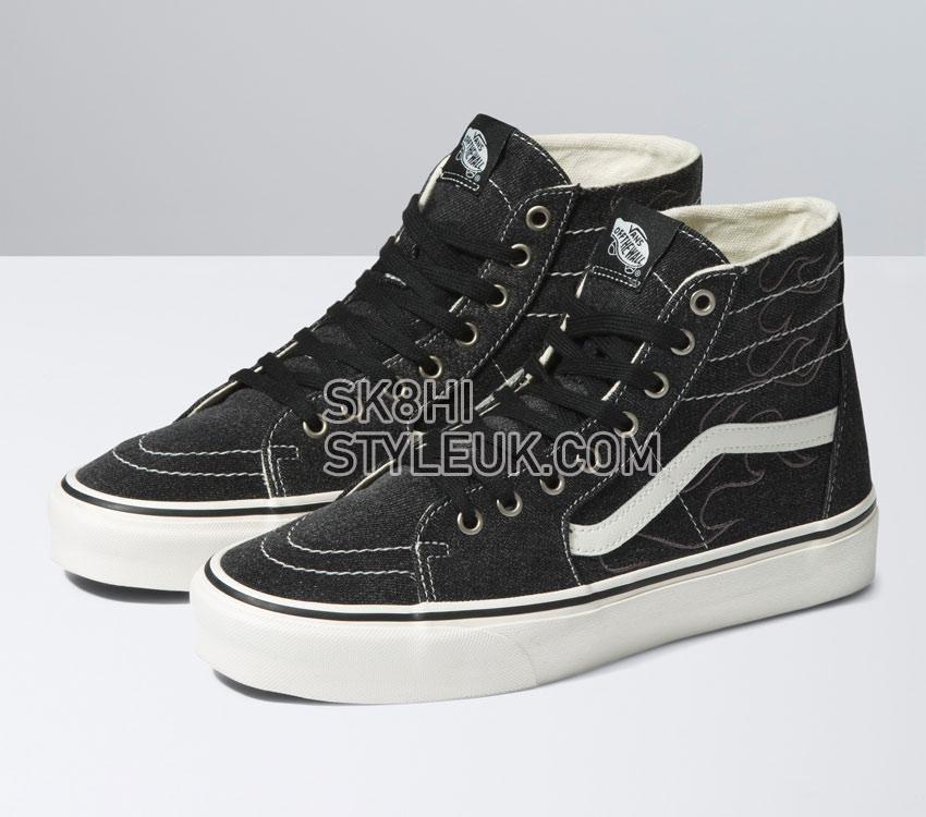 Vans Sk8-Hi Tapered Denim Mens Womens - Denim Embroidery Black/White VN0A5KRUMCG Shoes