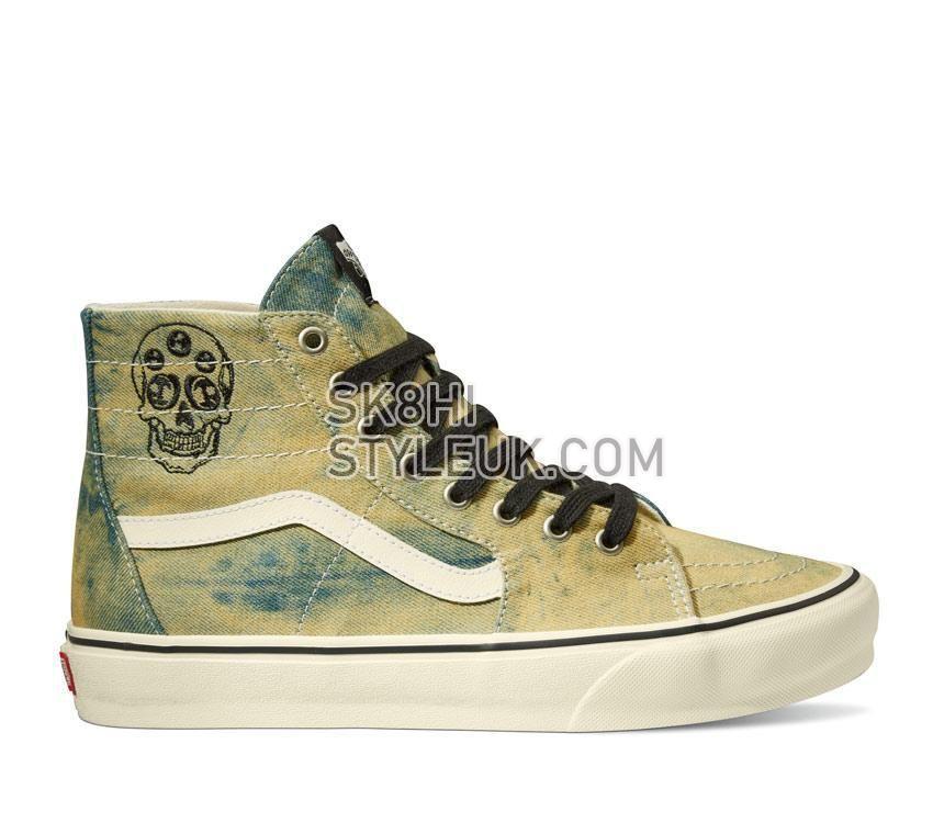 Vans Sk8-Hi Tapered Denim Mens Womens - Denim Embroidery Olive/White VN0A5KRUY33 Shoes