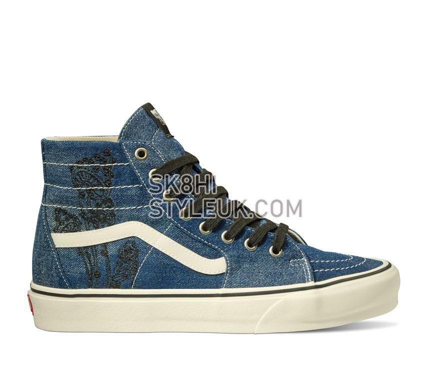 Vans Sk8-Hi Tapered Denim Mens Womens - Denim Embroidery Navy/White VN0A5KRUNAV Shoes