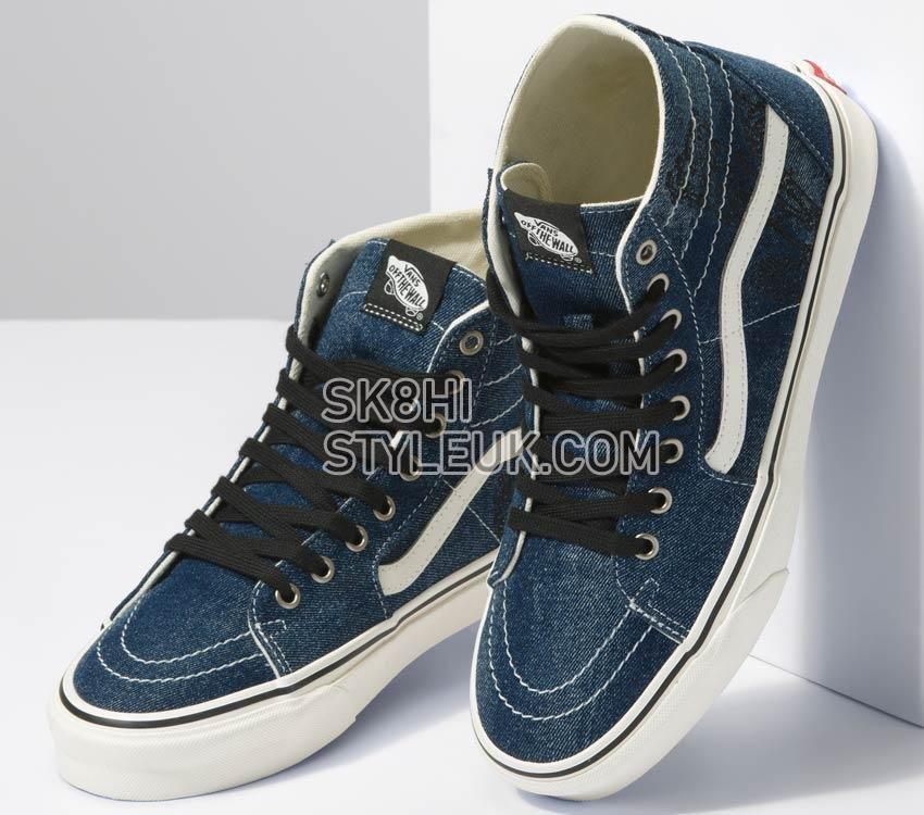 Vans Sk8-Hi Tapered Denim Mens Womens - Denim Embroidery Navy/White VN0A5KRUNAV Shoes