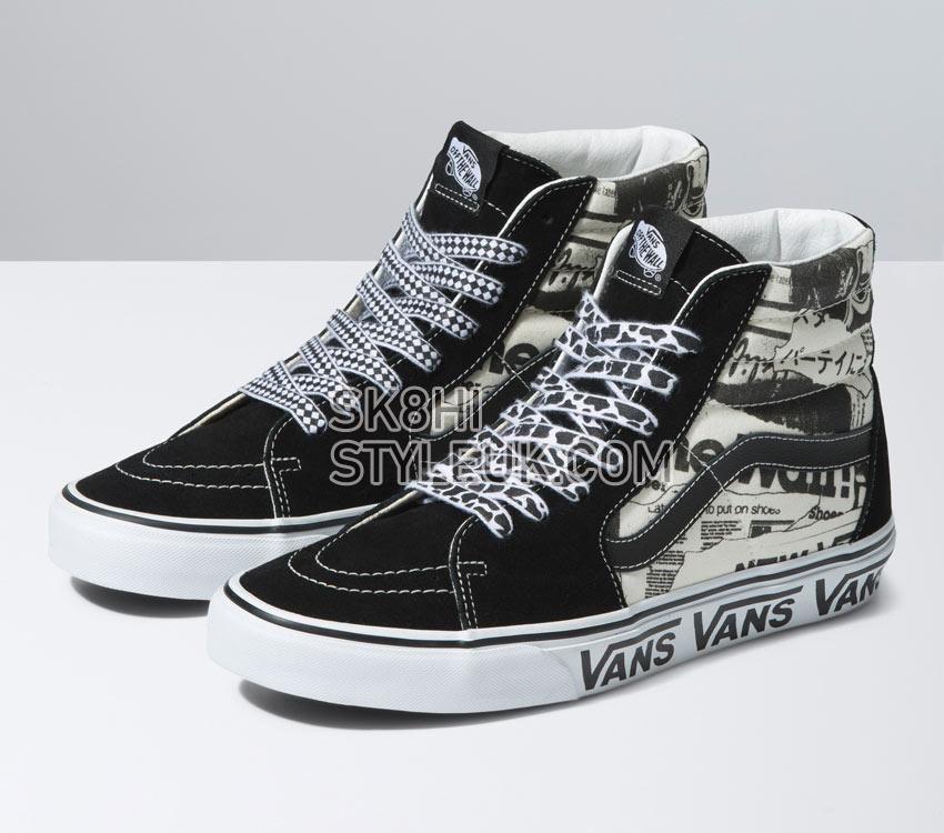 Vans Sk8-Hi Vans Collage Mens Womens - Vans Collage Black/White VN0A7Q5NBA2 Shoes