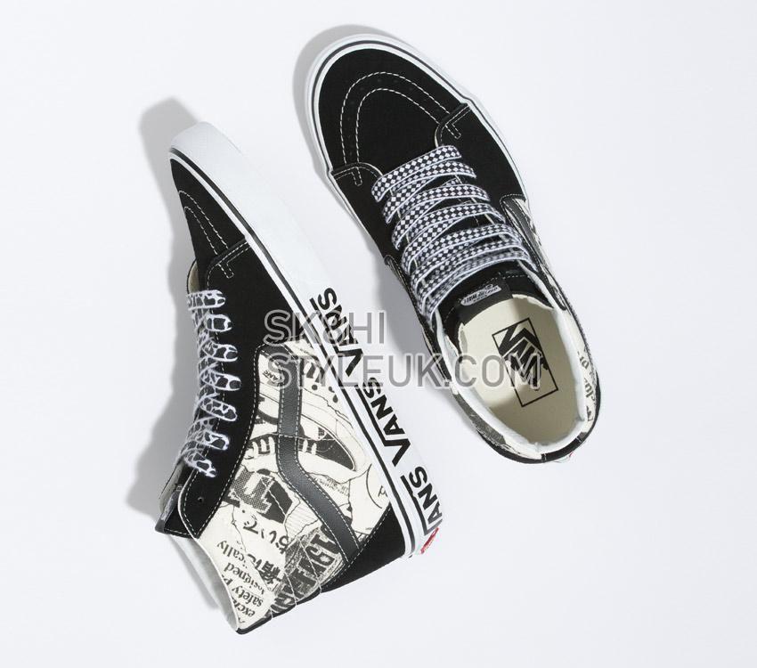 Vans Sk8-Hi Vans Collage Mens Womens - Vans Collage Black/White VN0A7Q5NBA2 Shoes