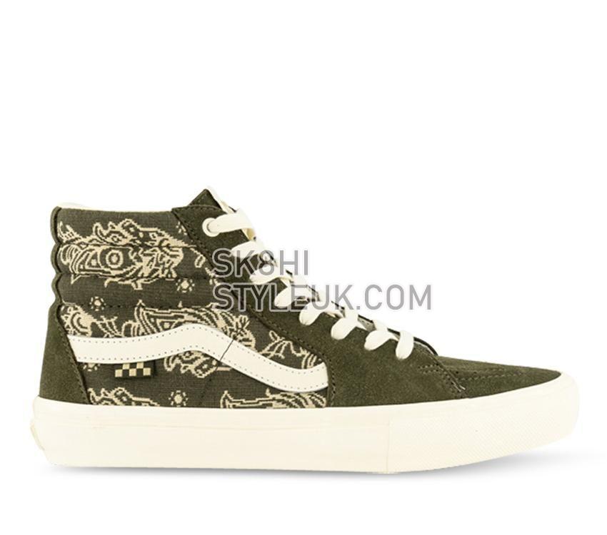 Vans Skate Sk8-Hi Paisley Mens Womens - Paisley Green/Marshmallow VN0A5FCCV0N Shoes