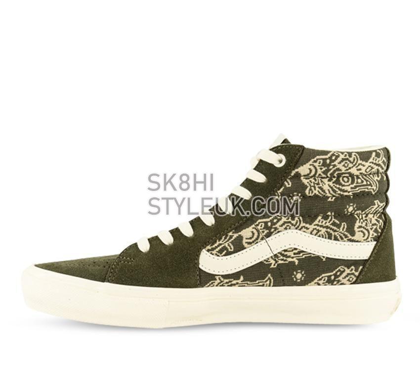 Vans Skate Sk8-Hi Paisley Mens Womens - Paisley Green/Marshmallow VN0A5FCCV0N Shoes