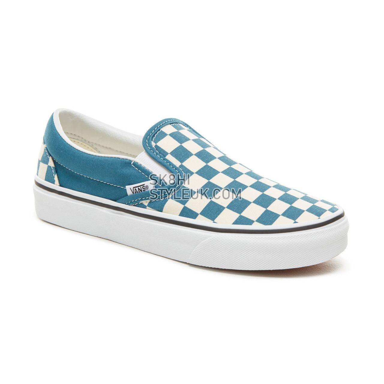 Vans Color Theory Checkerboard Classic Slip-On Classic (Unisex) Mens Womens - (Checkerboard) Corsair/True White VA38F7U78 Shoes