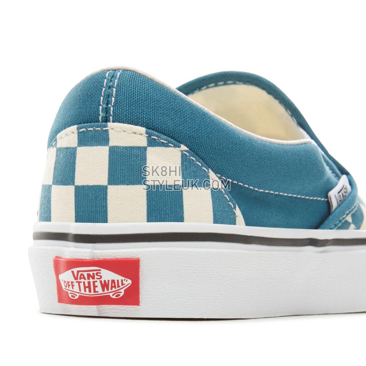 Vans Color Theory Checkerboard Classic Slip-On Classic (Unisex) Mens Womens - (Checkerboard) Corsair/True White VA38F7U78 Shoes