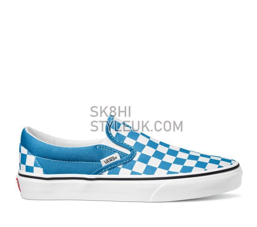 Vans Classic Slip-On Mens Womens - Color Theory Checkerboard Mediterranian Blue VN0A5JMHVD3 Shoes