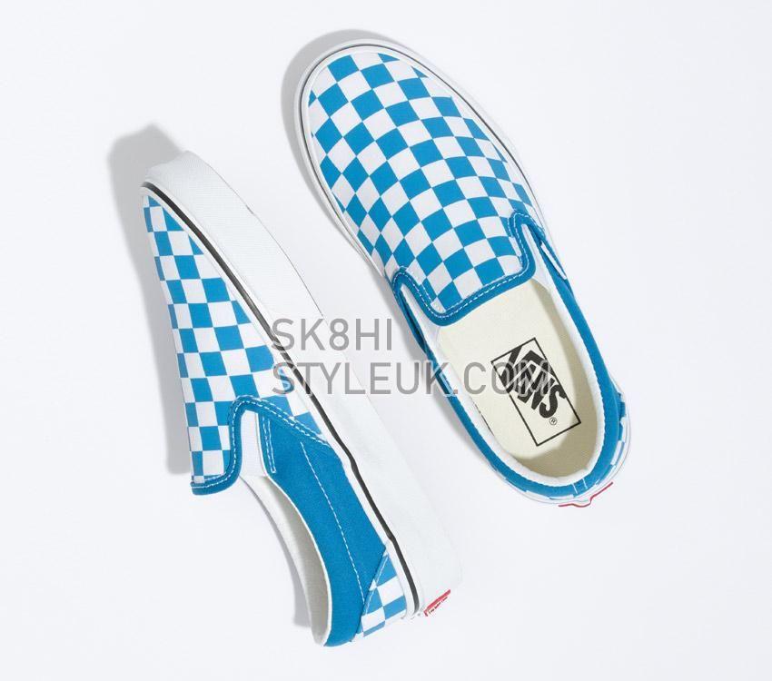 Vans Classic Slip-On Mens Womens - Color Theory Checkerboard Mediterranian Blue VN0A5JMHVD3 Shoes