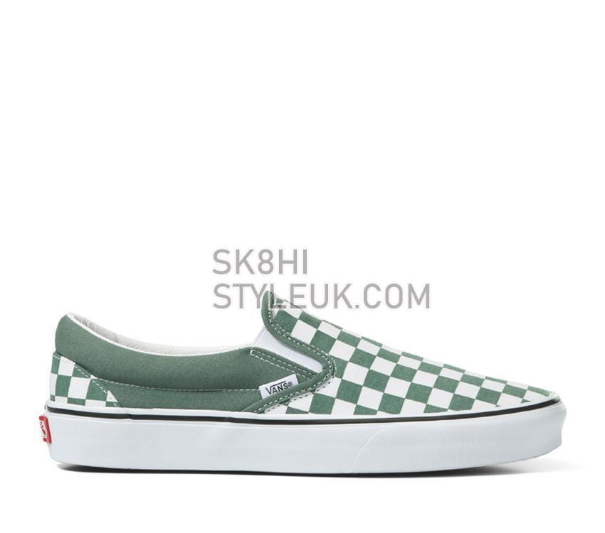 Vans Classic Slip-On Checkerboard Mens Womens - Color Theory Checkerboard Duck Green VN0A5JMHYQW Shoes