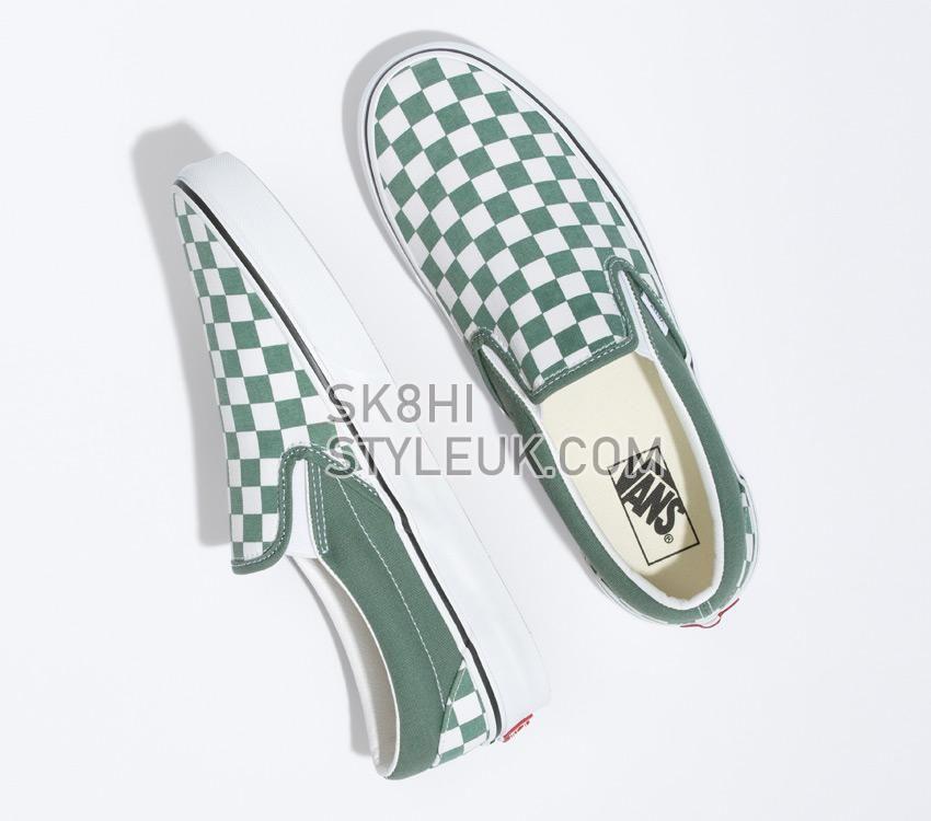 Vans Classic Slip-On Checkerboard Mens Womens - Color Theory Checkerboard Duck Green VN0A5JMHYQW Shoes