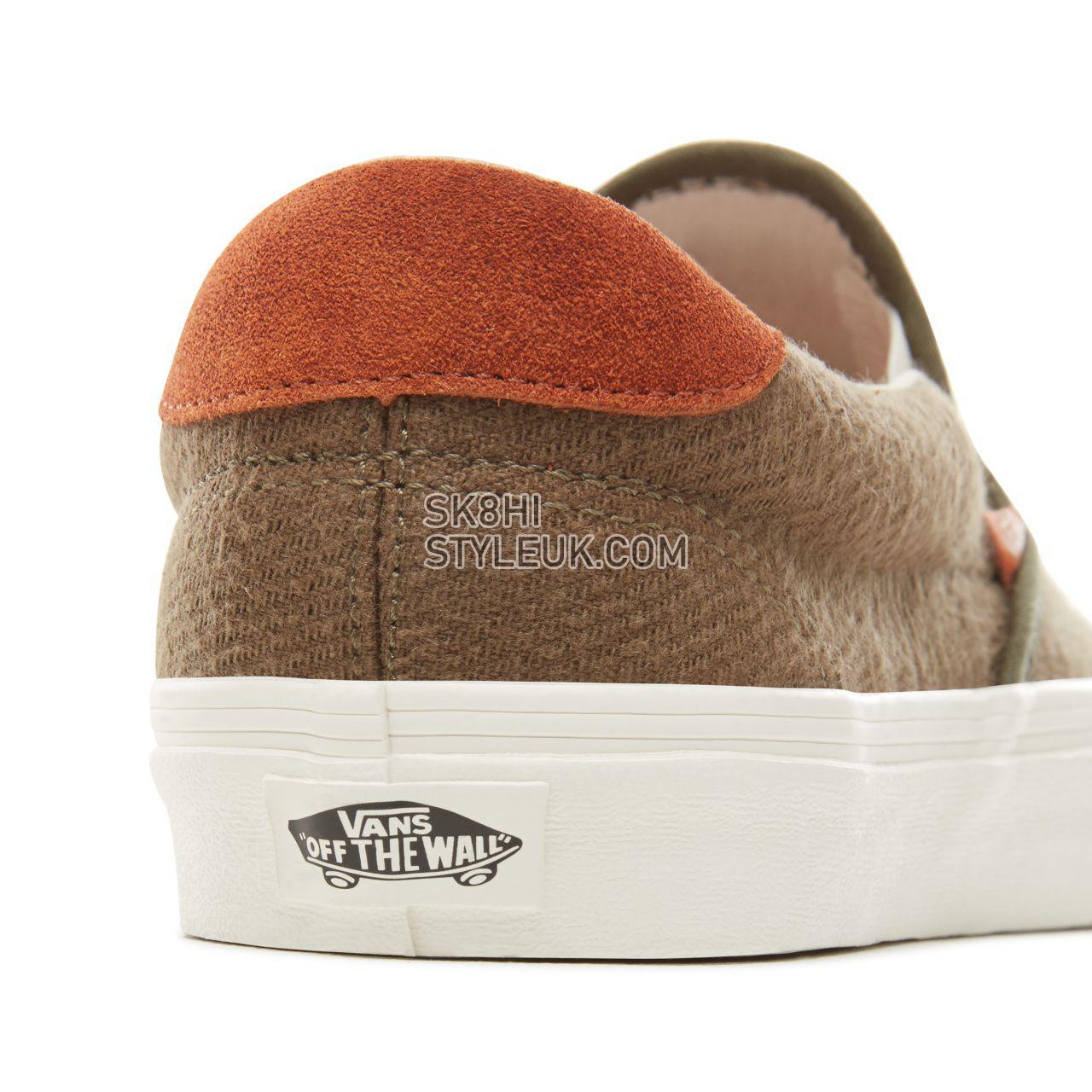 Vans Suede Flannel Slip-On 59 Classic Mens Womens - (Flannel) Dusty Olive VA38GUU4N Shoes