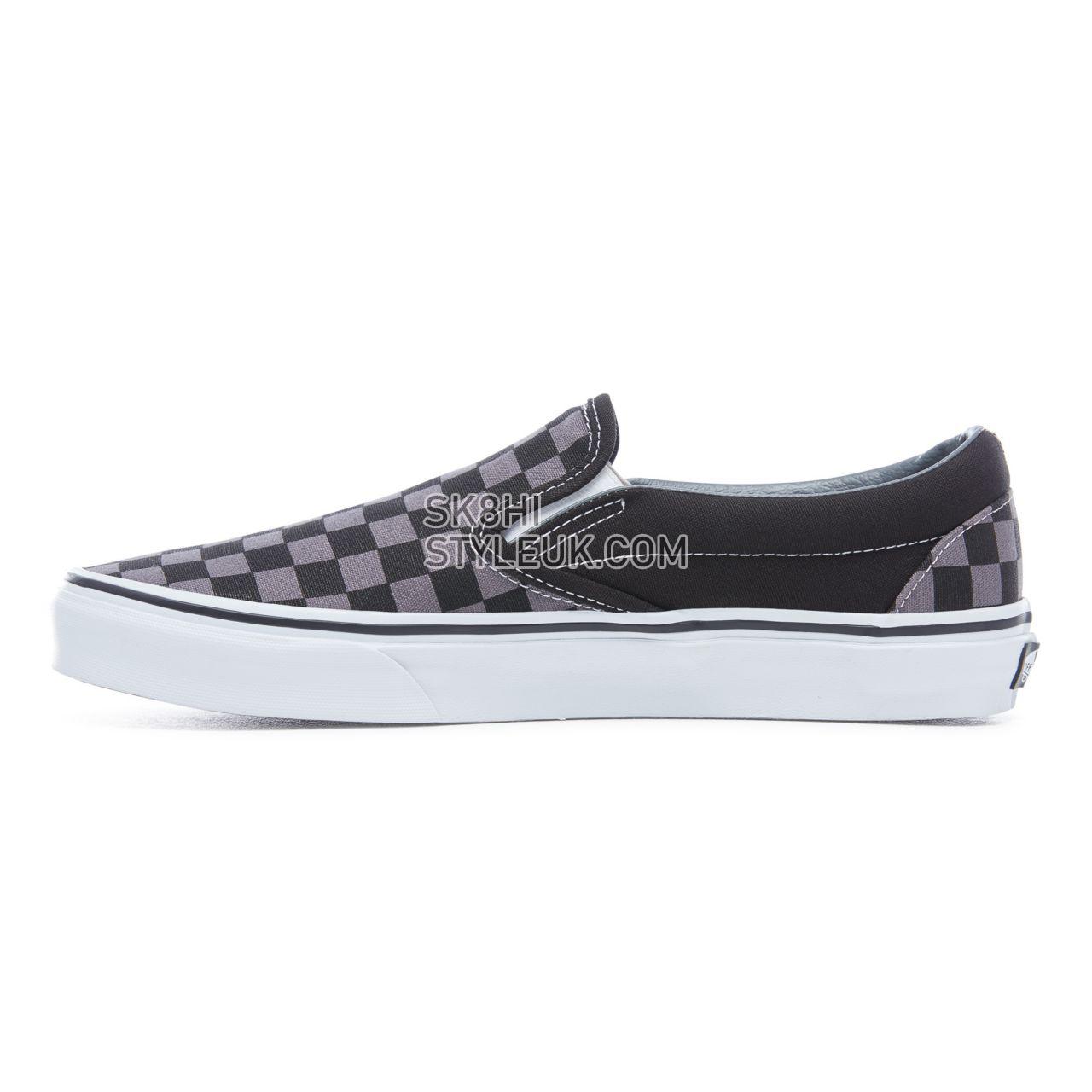 Vans Checkerboard Classic Slip-On Classic Mens Womens - (Checkerboard) Black/Pewter VEYEBPJ Shoes