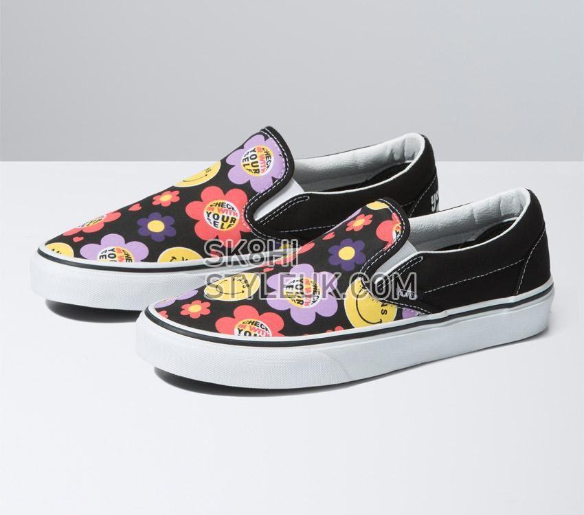 Vans Classic Slip-On Radically Happy Mens Womens - Radically Happy Black Multi VN0A5JMH0ZB Shoes