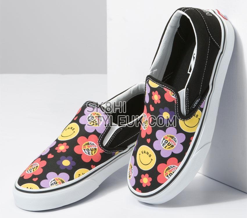 Vans Classic Slip-On Radically Happy Mens Womens - Radically Happy Black Multi VN0A5JMH0ZB Shoes