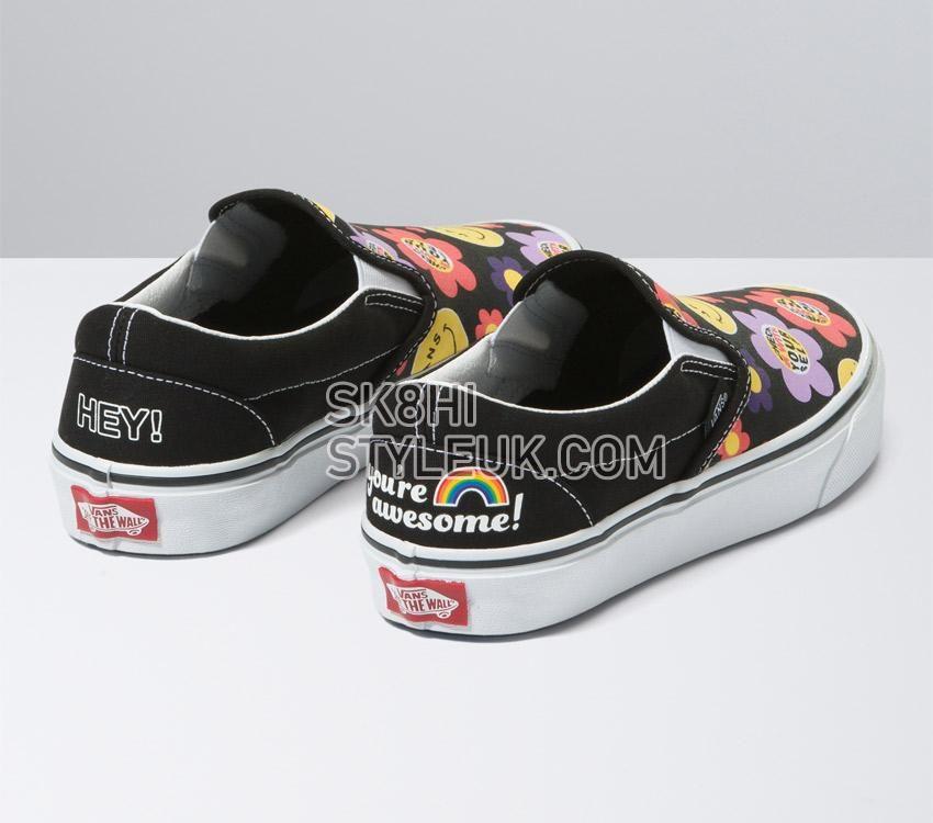 Vans Classic Slip-On Radically Happy Mens Womens - Radically Happy Black Multi VN0A5JMH0ZB Shoes