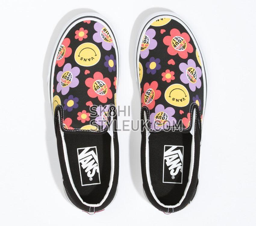 Vans Classic Slip-On Radically Happy Mens Womens - Radically Happy Black Multi VN0A5JMH0ZB Shoes