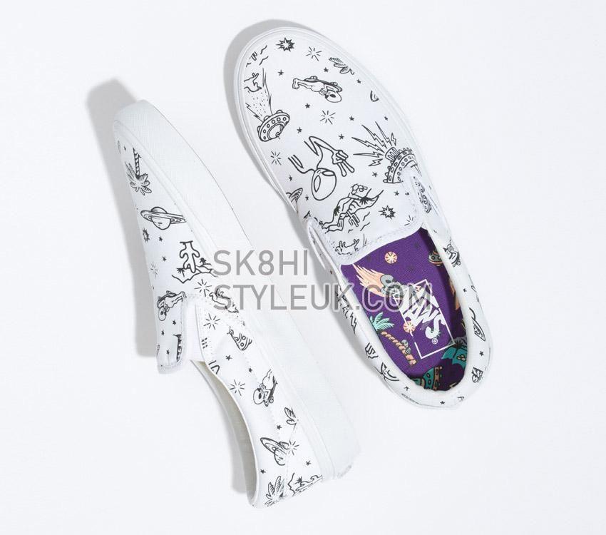 Vans Classic Slip-On Unidentified U-Paint Mens Womens - Unidentified U-Paint White/Purple VN0A5JMHWHP Shoes